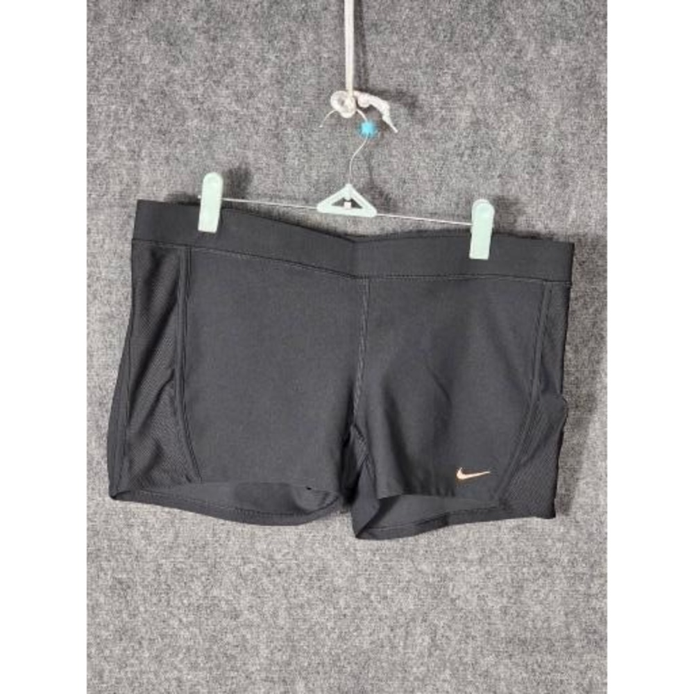 Nike Dri-FIT Womens Black Mesh Panel Athletic Shorts 519835-010 Size L Workout